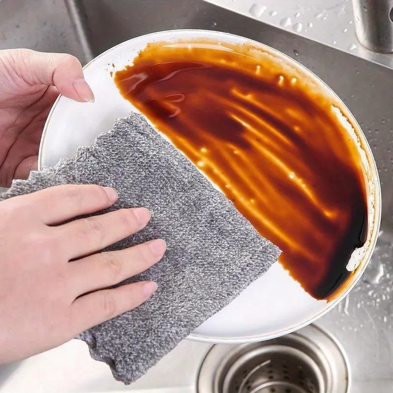 1pc, Bamboo Charcoal Cleaning Cloth, Dishwashing Cloth, Multifunctional Cleaning Towel, Household Rag, Kitchen Bathroom Cleaning Towel, Durable Absorbent Towel, Window Wiping Cloth, Cleaning Supplies, Cleaning Gadgets