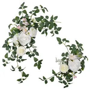 2pcs Wedding Arch Flowers  Artificial Floral Swag  Decorations Greenery Arrangements for Wedding Arch, Bridal Shower, Ceremony and Reception Backdrop Decoration