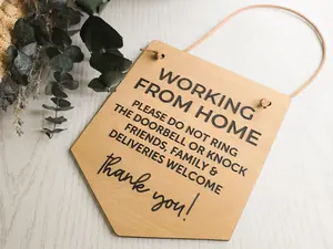 Working From Home Hanging Door Sign