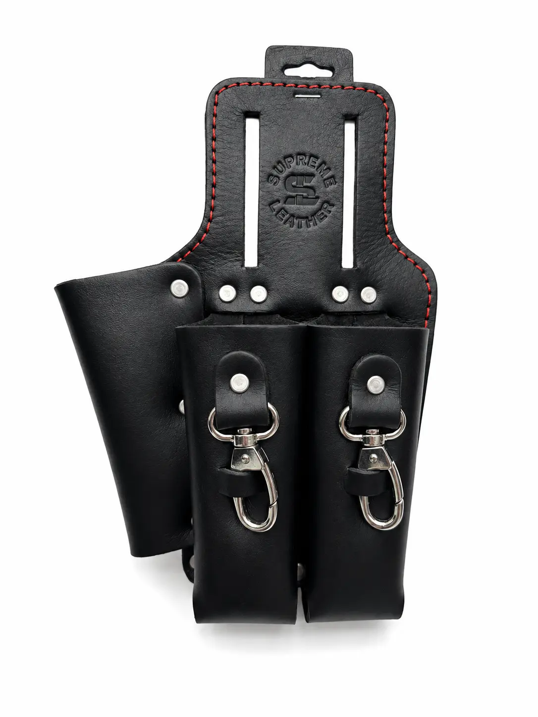 Heavy Duty Leather Pliers Tool Holder - 3-Pocket Tool Pouch for Electricians, Utility Work Belt Organizer with 2 Swivel Hooks