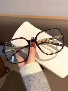 Vintage Fashion Large Frame Decorative Glasses, Women's Versatile Face-Slimming Design, Clear Lens Style, Suitable for Daily Commute Home Leisure TV Computer Phone Photography, Casual Eyeglasses