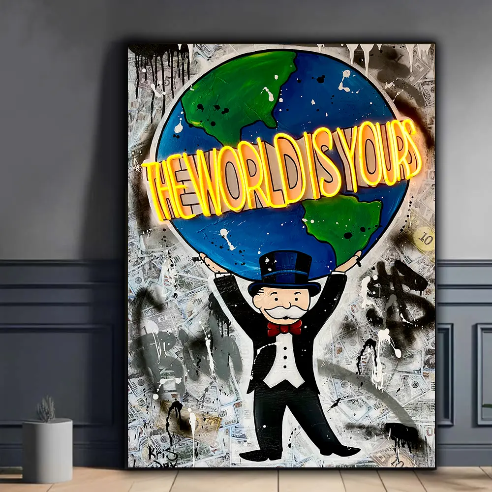 Neon sign, Monopoly art, The world is yours, Neon art, Light sign, Money pop art, Pop art neon sign Decor Glossy