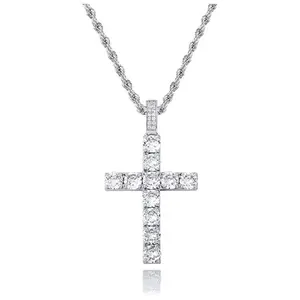 Cross Necklace for Men Gold Necklace for Women Gold Heart Cross Jewelry Silver Plated Solid Iced Cubic Zirconia Stainless Steel Pendant Chain