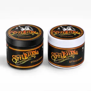 STYLEJIANG Strong Hold Hair Pomade 4oz Water-Soluble Styling Wax for Curly Thick Stubborn Hair Flake-Free Long Lasting Shine Fresh Scent Men's Hair Care Styling Cream