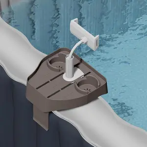 3-in-1 Adjustable Hot Tub Tray Table with Cup Holder Phone Holder, Fits for Outdoor Inflatable Pools/Spas Caddy Drink Tray, Must Have Hottub Accessories for Adults