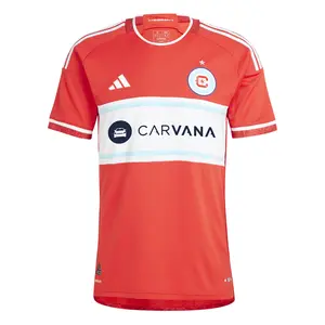 adidas Mens Chicago Fire Crew Neck Short Sleeve Jersey Football Casual - Red