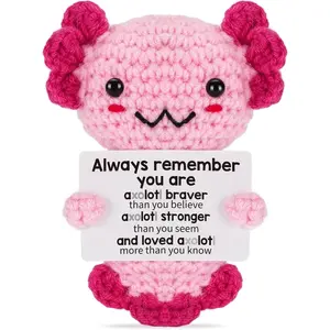 Positive Crochet  Axolotl, Handmade Emotional Support Plush Teen Girl Gifts Trendy Stuff, Gifts for 5 6 7 8 9 10 11 12 Year Old Girl Birthday Christmas Stocking Stuffers