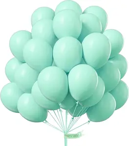 PartyWoo 50 Pcs 12-Inch Round Rubber Decorative Colored Balloons - Pastel Teal Birthday Theme Party Supplies for Graduation (Mint-Q03), Decorative Balloons Balloons
