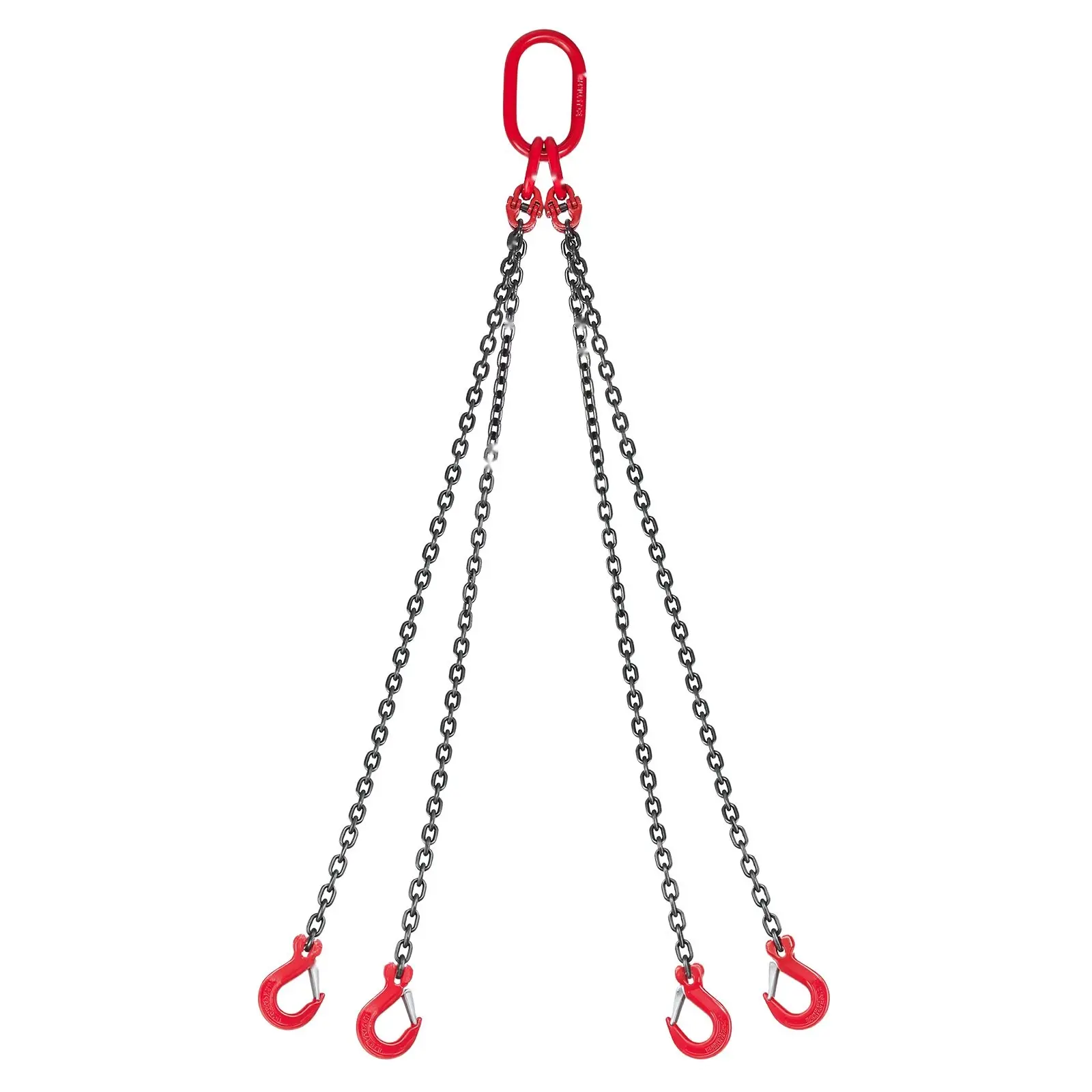 Chain Sling, 1/4 In X 5 Ft Lifting Chains With 4 Leg Grab Hooks, Heavy Duty G80 Alloy Steel Lifting Sling, 6600 LBS Capacity, Adjustable Engine Chain Hoist Lifts For Cargo Security Towing