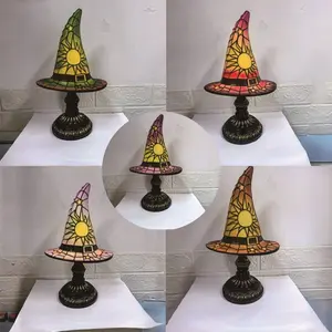 USB Stained Resin Witch Hat Lamp, Gothic Retro Design for Bedroom & Party Decor, Mystical Wizard Hat Light for Indoor Halloween Decoration, Party Lights