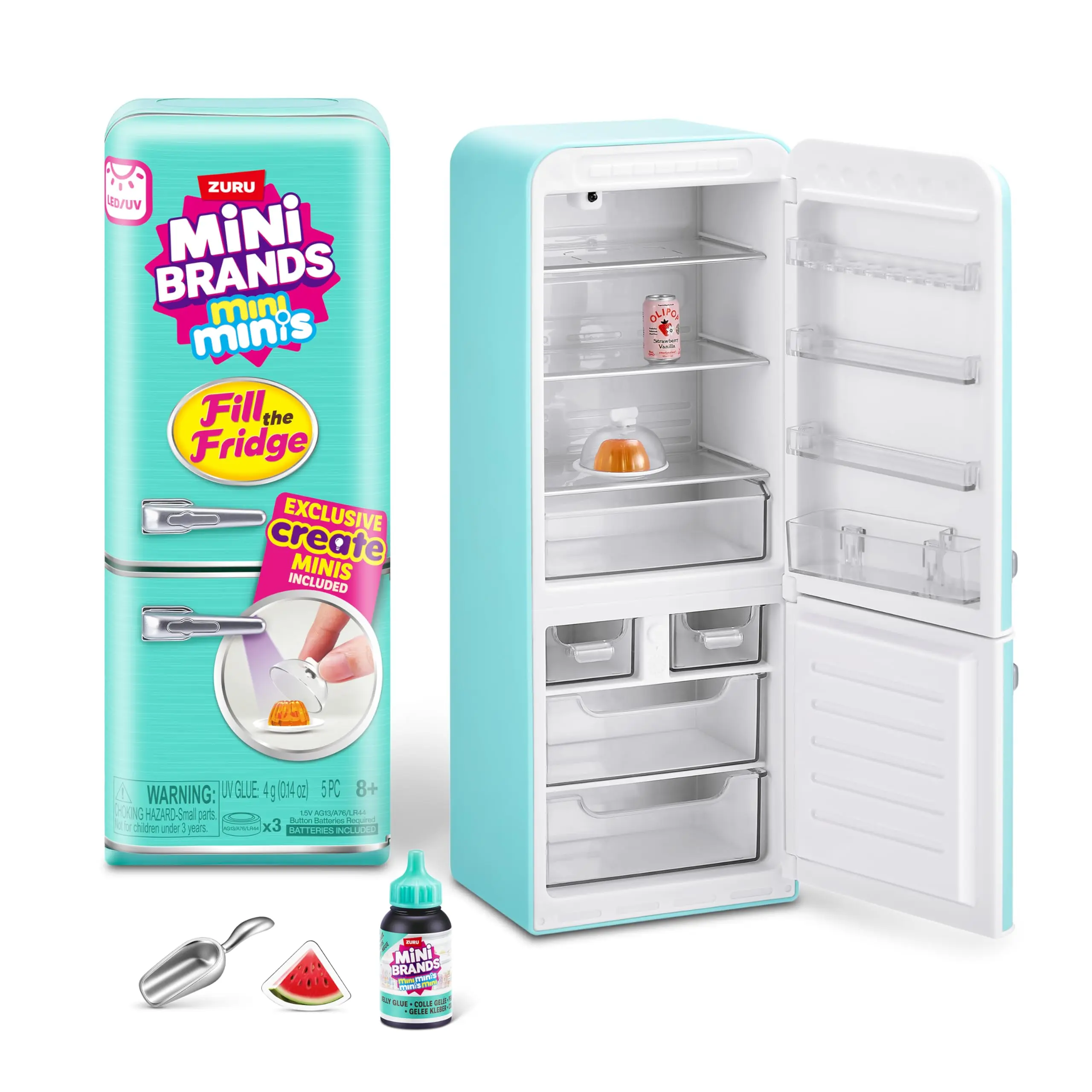 ZURU Mini Brands Fill The Fridge Playset - Miniature Things, UV Light, Collectibles, DIY Resin Play, Exclusive Recipe, Non-Edible, Ages 8+