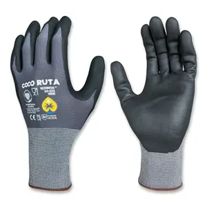 Coco Ruta 34-874 Ultimate Foam Nitrile Palm Coated Gloves (Pack of 12) — Breathable Work Gloves for Construction, Assembly, Mechanics, Gardening | Nitrile-Coated Nylon | EN388 Grip & Protection
