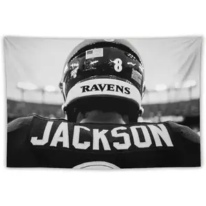 Tapestry  Rugby Player Lamar Jackson Tapestry Print On Tapestry Scroll Wall Art Picture Family Home Decor Bedroom Decorative Tapestries 40x60in room decor