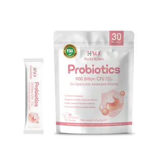 HVO PROBIOTICS 900 Billion CFU - 6 Strain Daily Probiotics for Supports Digestive Health, Reduces Bloating & Gas, Portable Sachets for On-the-Go Gut Support - 30 Sachets for Optimum Gut Health & Wellness