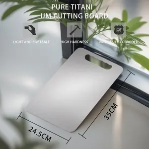 Pure Titanium Cutting Board, Lightweight Portable Multi-Functional Kitchen Chopping Board, Dual-Sided Use, Easy Clean, Rust-Free, Mold-Free