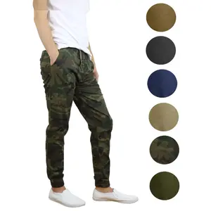 Men’s Slim-Fit Twill Jogger Pants Cotton Plain Menswear Pocket Slimfit Trouser