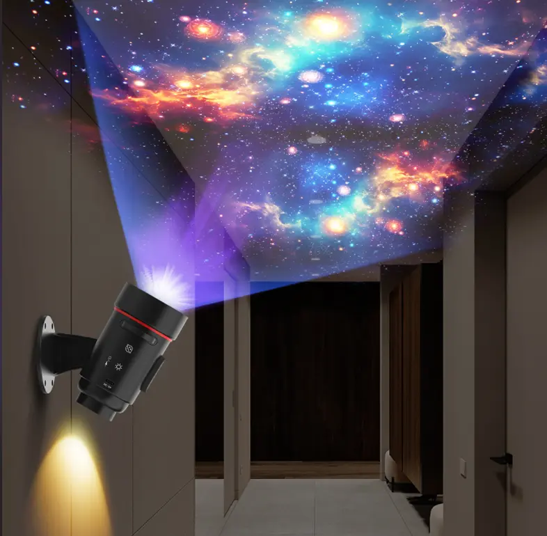 Galaxy Projector 2-in-1 Night Light With 360° Rotation & Timer, 6Realistic Scenes & Warm Wall Light Bedroom, Mood Lighting/Ideal Holiday Gift/Festive Lighting/Party Decorations/Lighted Holiday Displays