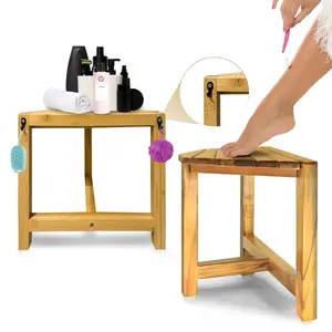 Corner Shower Stool with Hanger Hooks - Shower Stool for Shaving Legs Shower Foot Rest 12" Shower Stool for Inside Shower Shaving Stool Shower Corner Bench Suitable for Small Shower Spaces