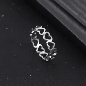Goth Heart Stainless Steel Ring – Punk Style Statement Ring, Edgy Adjustable Open Band Jewelry