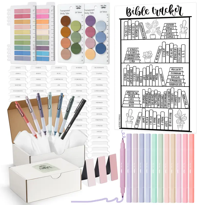 Mr. Pen Esther Bible Journaling Kit with 12 Dual Tip Highlighters, 6 .5mm Pens, Magnetic Bookmarks, Sticky Notes, & Bible Tabs
