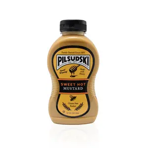Pilsudski Sweet Hot Mustard with Honey Flavor Dip Gluten Free Kosher 12oz Squeeze Bottle