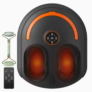Shiatsu Foot Massager Machine with Soothing Heat, Deep Kneading Therapy foot massagers, Air Compression, Improve Blood Circulation and Foot Wellness,Relax for Home or Office Use(Black+Orange)