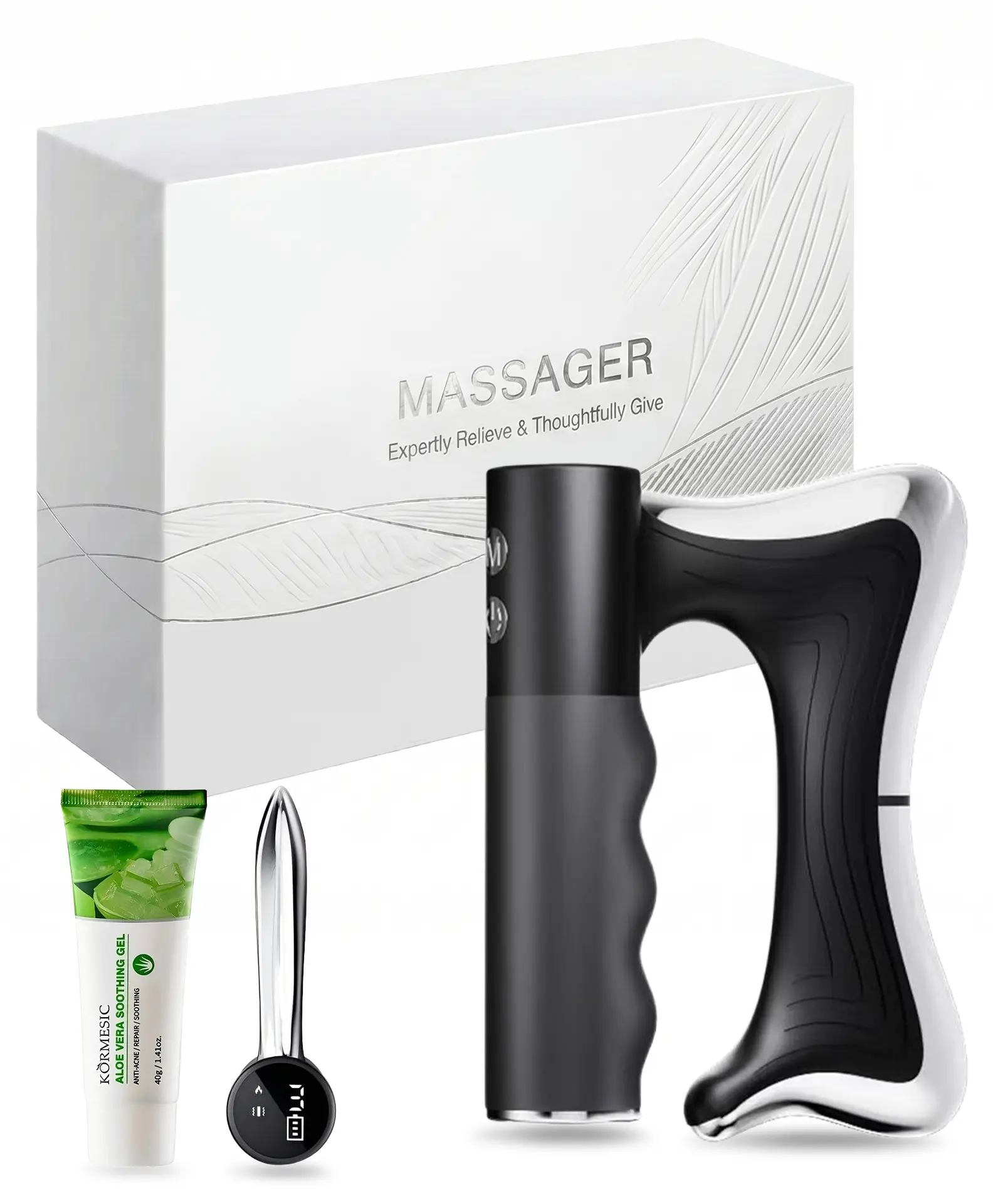 Heated Muscle Scraper with Vibration Massage& Heat Gua Sha Fascia Release Tool for Full Body Muscle Recovery, Ergonomic Design Electric Fascia Knife for Workouts (Black)