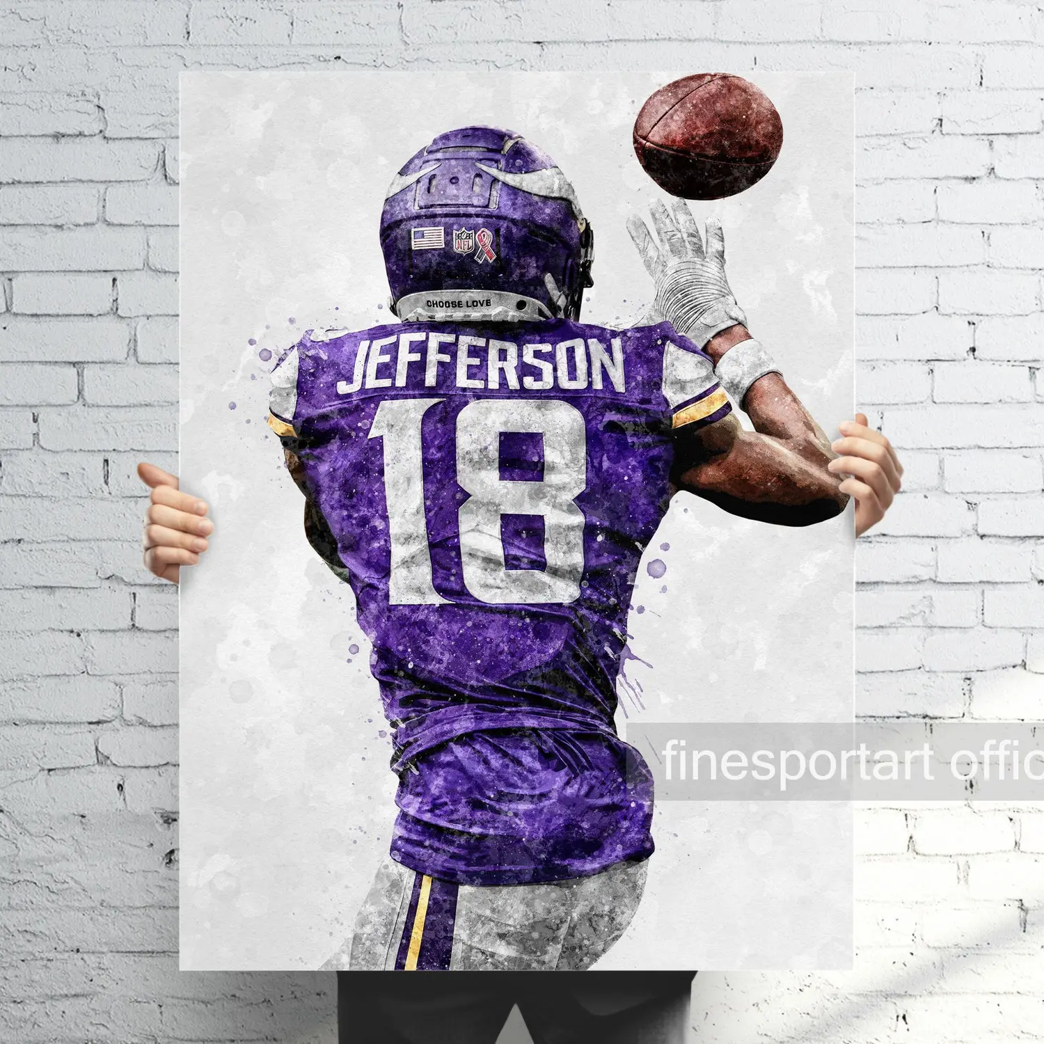 Justin Jefferson Minnesota Poster V2, Canvas,  print, Sports wall art, Man Cave, Gift, Kids Room Decor Artistic Viking