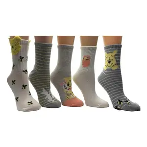 Winnie the Pooh Ladies' Set of 5 Ribbed Mid-Crew Socks