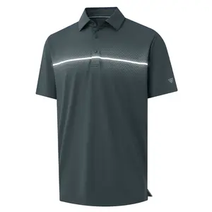 M MAELREG Mens Golf Shirts Short Sleeve Chest Print Stripe Moisture Wicking Dry Fit Casual Collared Mens Polo Shirts Fashion sports tops