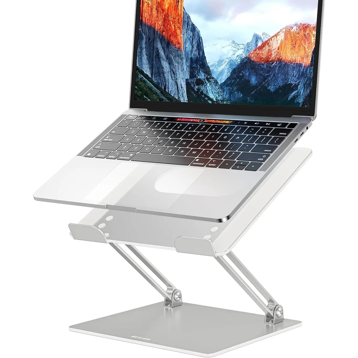 Laptop Stand for Desk, Ergonomic Adjustable Notebook Tablet Stand, Foldable Laptop Riser, Portable Desktop Book Stands, Computer Holder Compatible with 10-14" Laptops, Silver