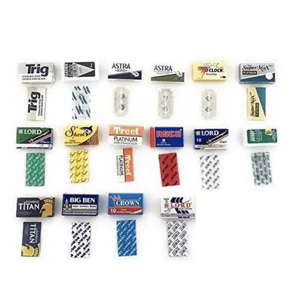 G.B.S Double Edge Razor Blade Sample Pack, Variety of 16 Safety Blades Shave with Comfort