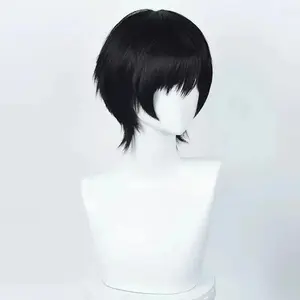 Anime Chainsaw Man Yoshida Hirofumi Cosplay Wig Short Black Heat Resistant Synthetic Hair Man Party Wigs