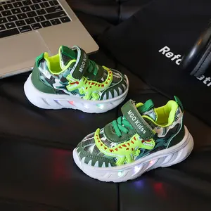 Toddler Boys Tyrannosaurus Rex Light Up Shoes, Sporty LED Sneakers with Soft Sole for All Season Daily Wear