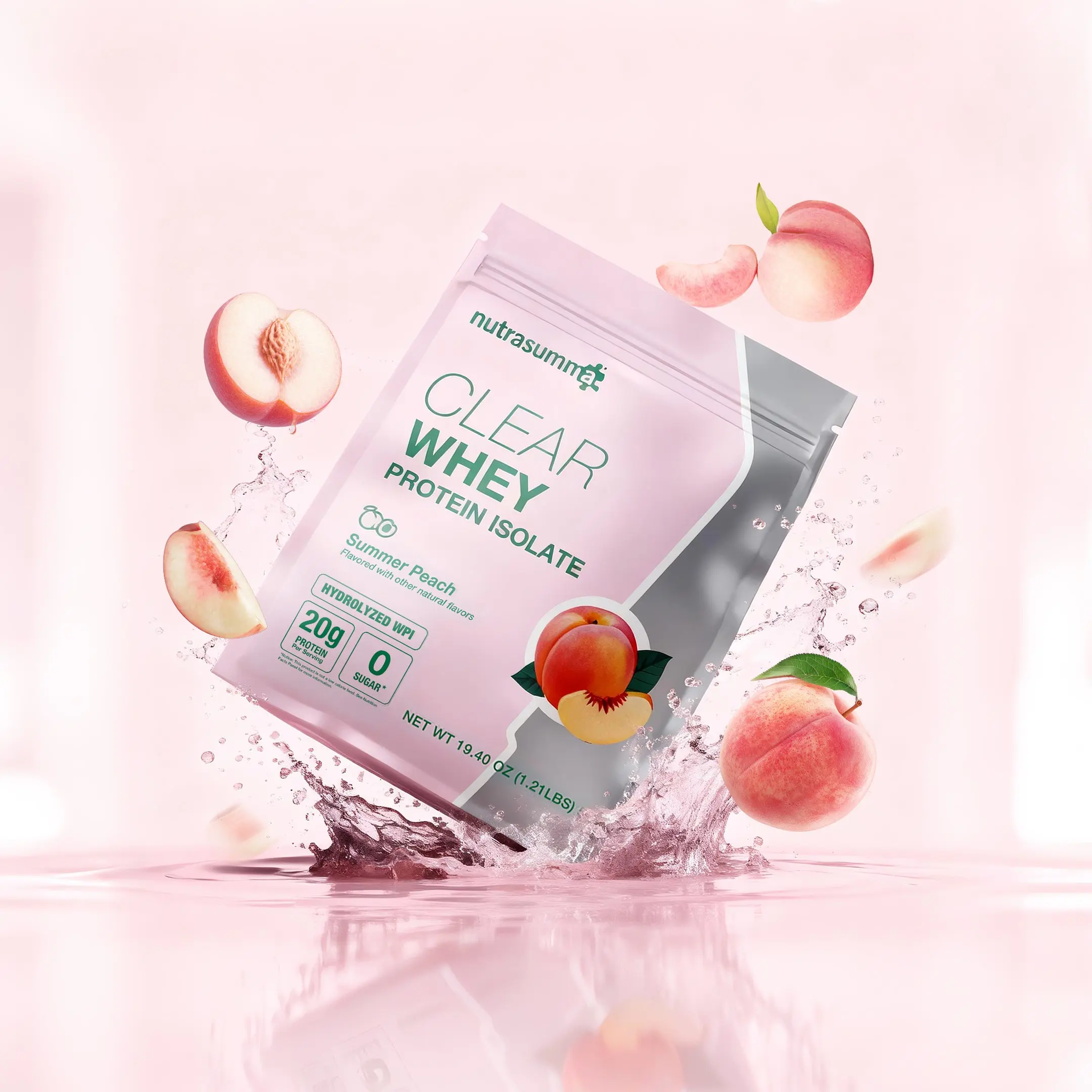 Nutrasumma Clear Whey Protein Isolate 1.2 lbs - Summer Peach Flavor