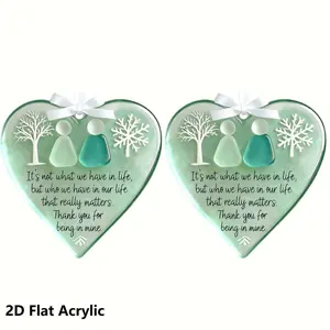 2pc Acrylic Heart Friendship Keychain, Durable Plastic Material, Ideal Gift for Friends, Simple Design, Perfect for Daily Use