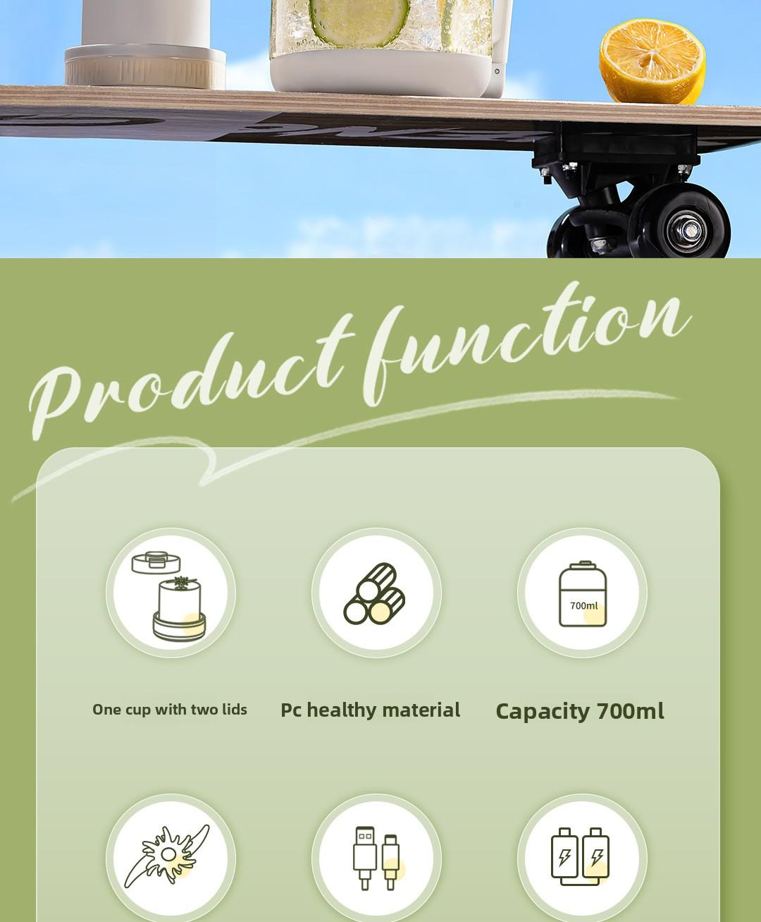 CEool Portable Blender, Cordless Personal Juicer Cup, Multifunctional Fruit & Ice Crushing Blender for Home and Travel