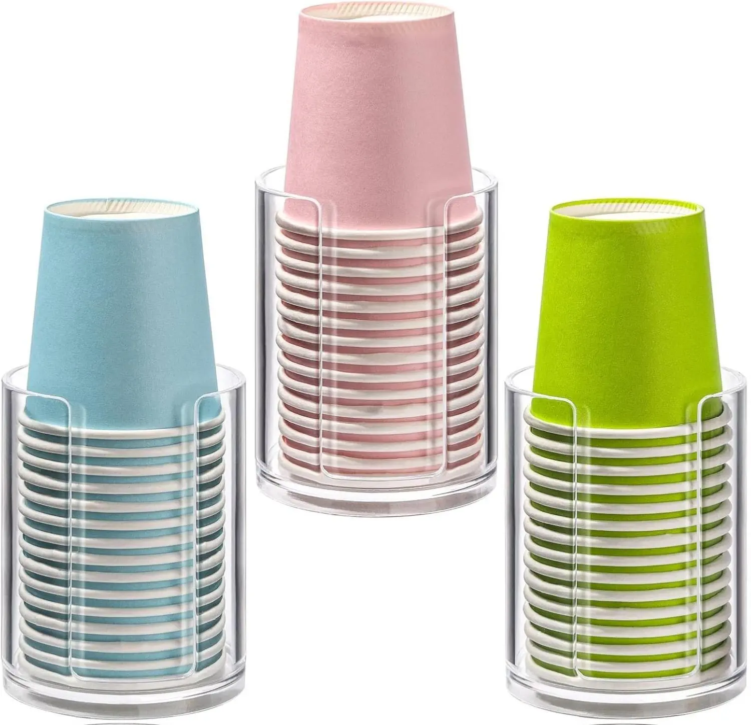 3 Pack Bathroom Cup Dispenser 3 oz Countertop Storage Mouthwash Cups Holder, Plastic Small Disposable Paper Cup Holders for Bathroom Counter Organiser Set Hand