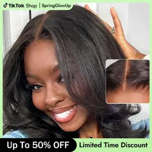 [Spring Renewal] Wiggins Hair 220% Density Glueless Layered Cut Yaki Straight Bob Wig 7*5 Lace Closure Wigs Human Hair Ready To Go And 13*4 Lace Front Wig Pre Cut Lace Pre Plucked Beginner Friendly #TikTokShopSpringGlowUp #WeeklyDeals
