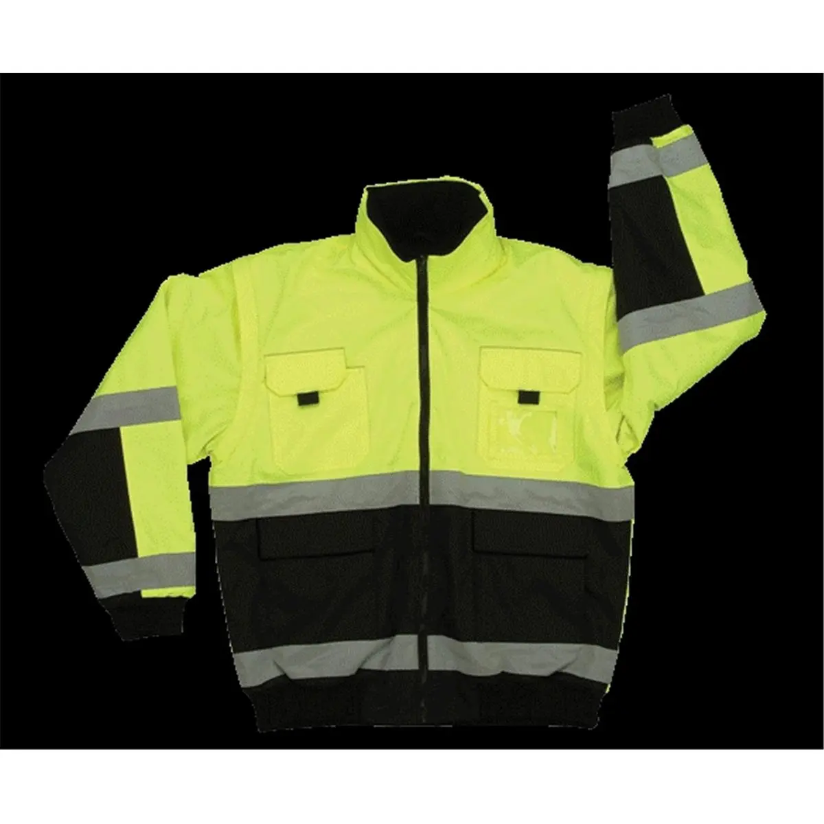 2W 350C-3 3XL Class 3 Reversible Bomber Jacket - Black & Lime- 3 Extra Large