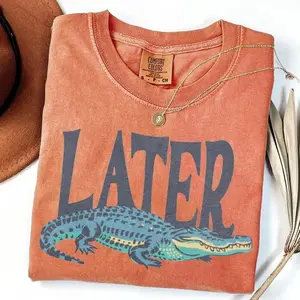 Later Gator Alligator T-Shirt, Vintage Southern Crocodile Graphic Tee, Comfort Colors Washed Cotton Top, Retro Florida Streetwear, Funny Alligator Quote Shirt for Men Women, Unique Gift for Southern Lovers