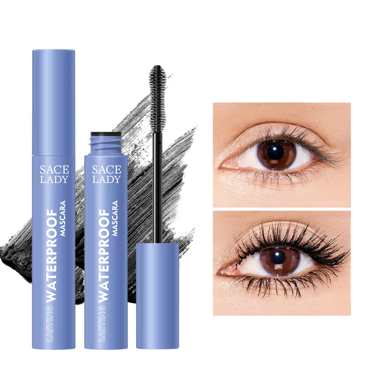 SACE LADY Black Mascara Waterproof Volume Lengthening Smudge-proof Eyelashes Curler Cosmetic Eye Makeup SummerFinds