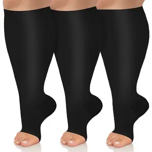 3 Pairs Plus-Size Half-Hand Compression Socks for Men & Women - Breathable Nylon/Spandex/Polyester Blend, Marathon Support - Solid Color, Compression Socks, Marathon Essentials, Halfhand Compression, Breathable Fabric