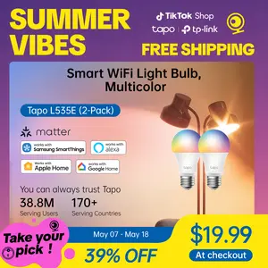 [Summervibes] TP-Link & Tapo L535E(2-Pack) Smart WiFi Light Bulbs, 1100 Lumens High Brightness (75W Equivalent), Matter-Certified, 16M Colors WiFi Light Bulb, Dimmable, Alexa & Google Compatible  Rgb Colorful Led