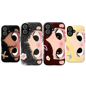 Cute Girl Cartoon Phone Case – Kawaii Aesthetic iPhone Case, Soft Girl Cute Cover, Shockproof Slim Protective Case