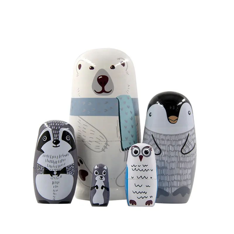 Russian Nesting Dolls 5 Layers Wooden Big Bear, Handmade Wood Toy Set Creative Play Decoration for Kids, Perfect for Christmas, Easter, and Other Holidays, Imagination, Imaginative Play
