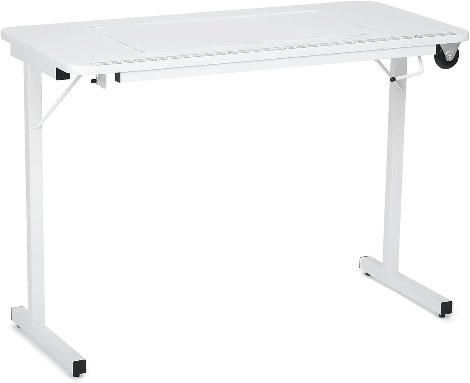 Arrow 611 Gidget II Folding Sewing, Cutting, Quilting, and Craft Table, Portable with Wheels and Lift, White Finish