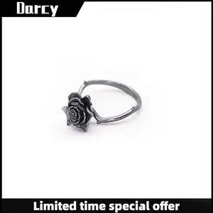 Dark Punk Retro Old Rose Open Ring Personality Simple Niche Trendy Gothic Style Jewelry