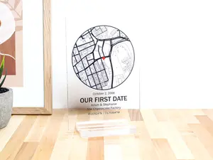 First Date Map Acrylic Plaque, Love Map Acrylic Sign, Where We Met, Anniversary Gift, gift for her, valentines day gifts for him and her
