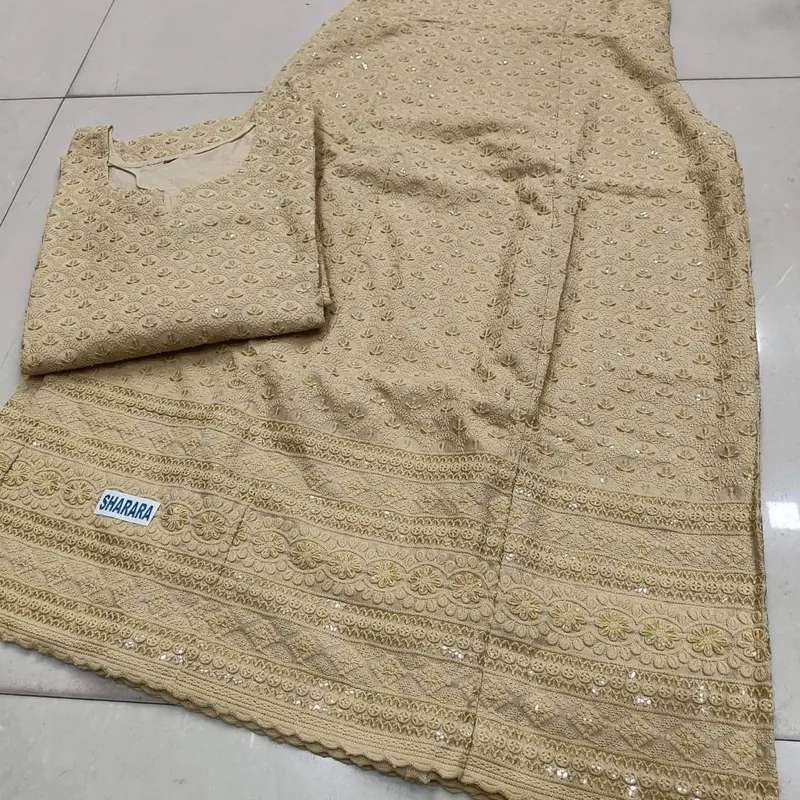 Chikankari Sequence Work Kurta 2 Pcs Set in High-Quality Cotton with Mastani Fit for Sizes 36-48, Super Fine Finishing for Modern Elegance - Casual